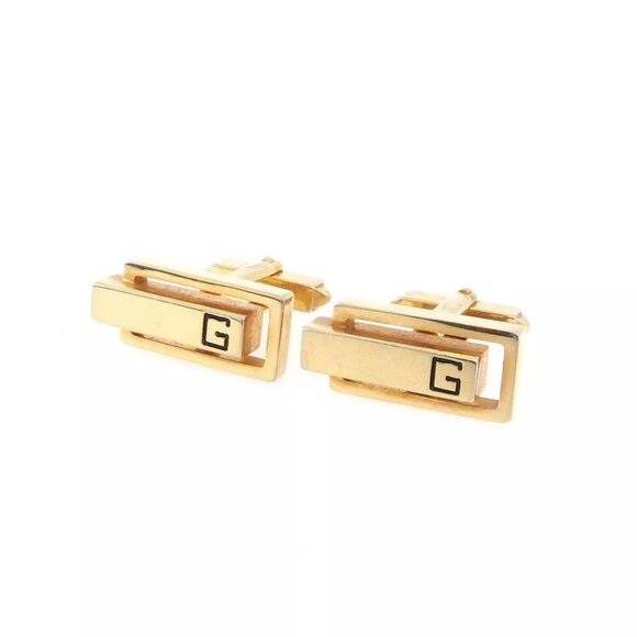 GIVENCHY Cufflinks G Mark Gold Plated Authentic used - Picture 1 of 9